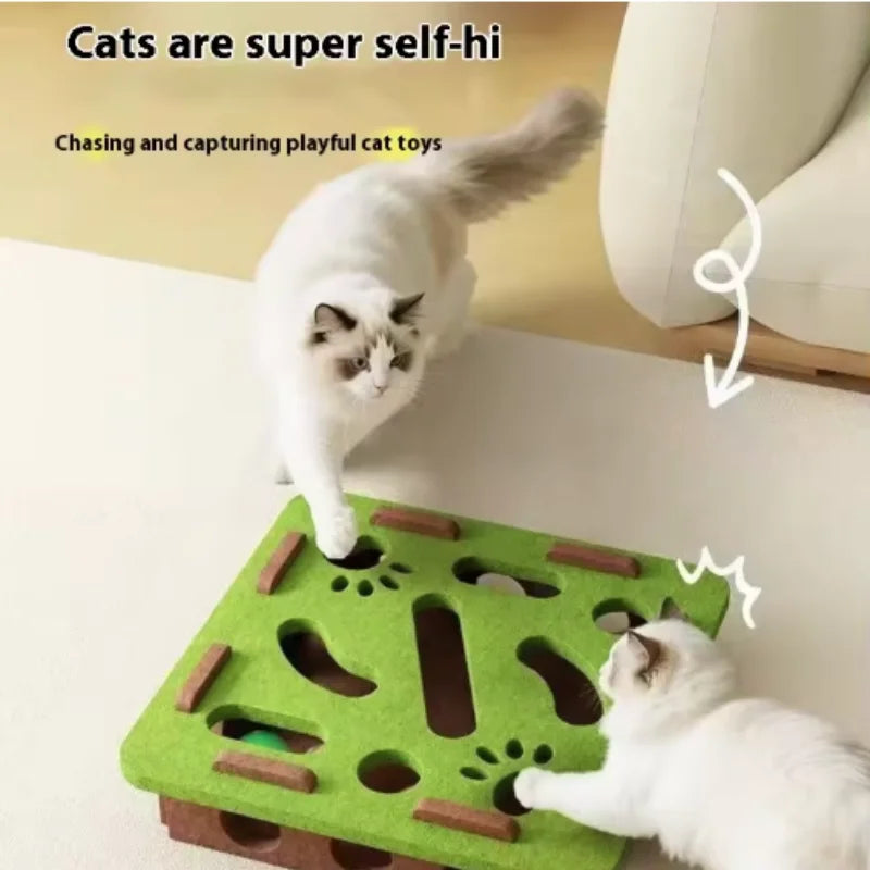 Pet Cat Puzzle Maze Holes Toys Felt Box With Bell Ball Kitten Playing Toys Interactive Funny  Cat Supplies Oz Pet Hub