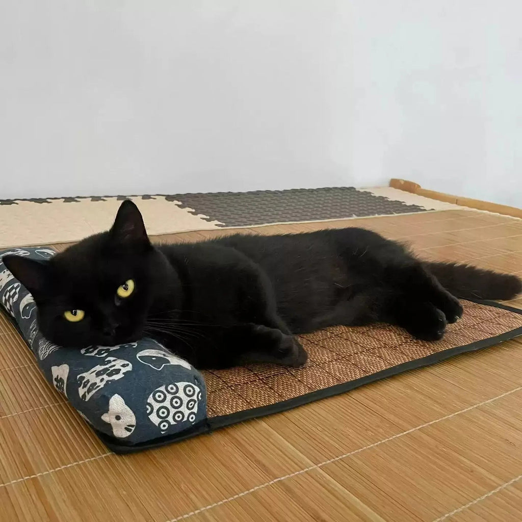 Cat Natural Cooling Mat Summer Pet Self Cooling Pad Cat Bed Mat For Dogs Indoor Rattan Weave Mat Sleeping Cat Bed Oz Pet Hub