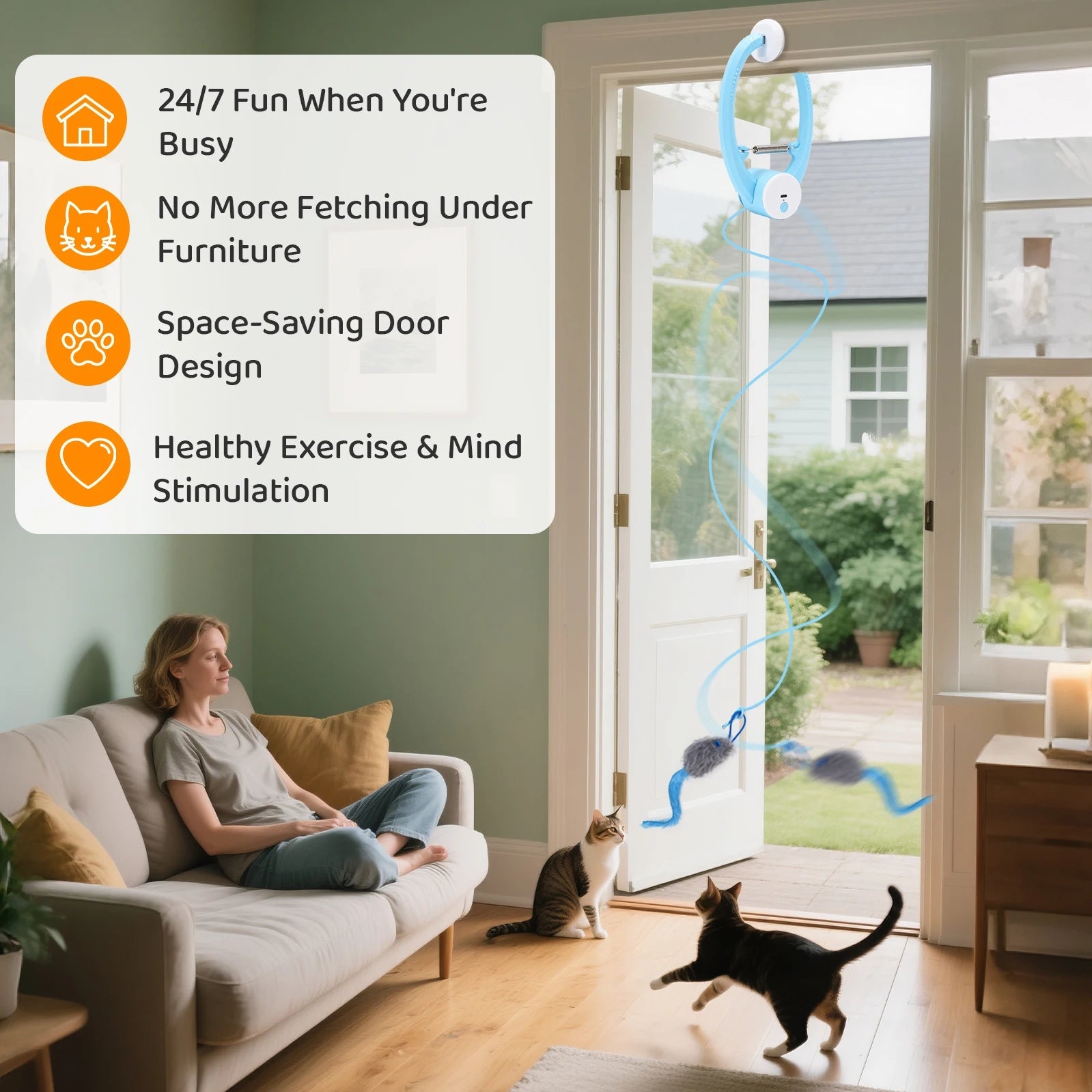 Electric Automatic Interactive Cat Toy USB Rechargeable Fluttering Butterfly Feather Wand for Indoor Enrichment And Stimulation Oz Pet Hub