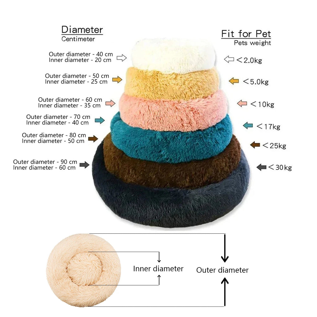 40-90cm 6 Sizes Round Pet Bed for Large Dog Bed Super Soft Cat Bed Plush Dog House for Medium Dog House Winter Warm Sleeping Oz Pet Hub