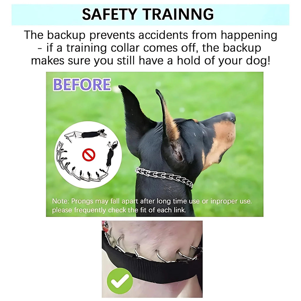 Dog Prong Training Collar Choke Pinch Collar with Rubber Comfort Tips Quick Release Snap Buckle Adjustable for Puppies Dogs Oz Pet Hub