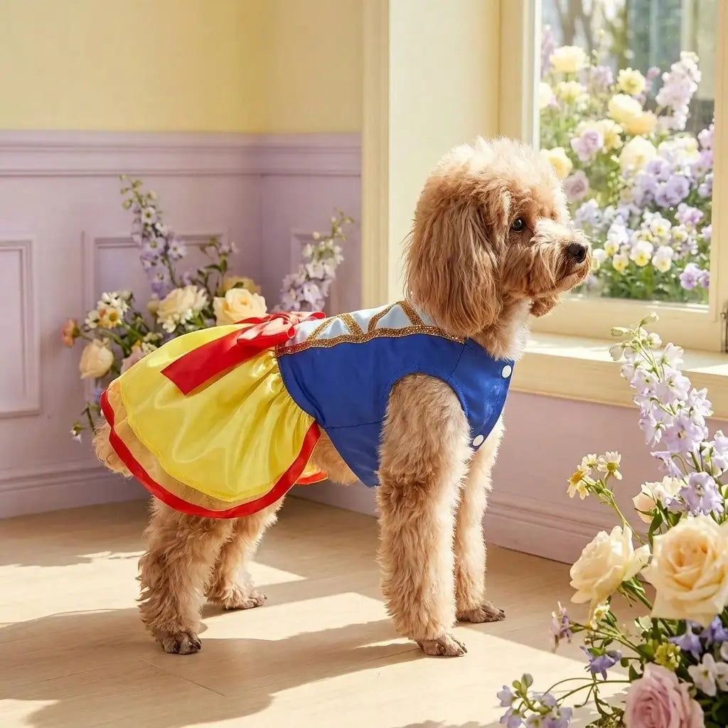Snow Dog Costume - Christmas Princess Puppy Dress, Snow Pet Apparel for Party Christmas Halloween Special Events Costume