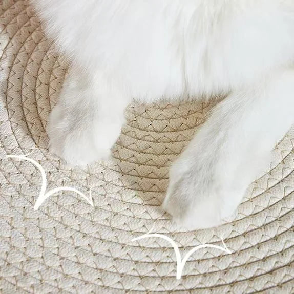 Pet Cat Bed Round Hand Woven Rattan Cat Beds Summer Cooling Kitten Basket Cotton Rope Cat Scratching Baskets Oz Pet Hub