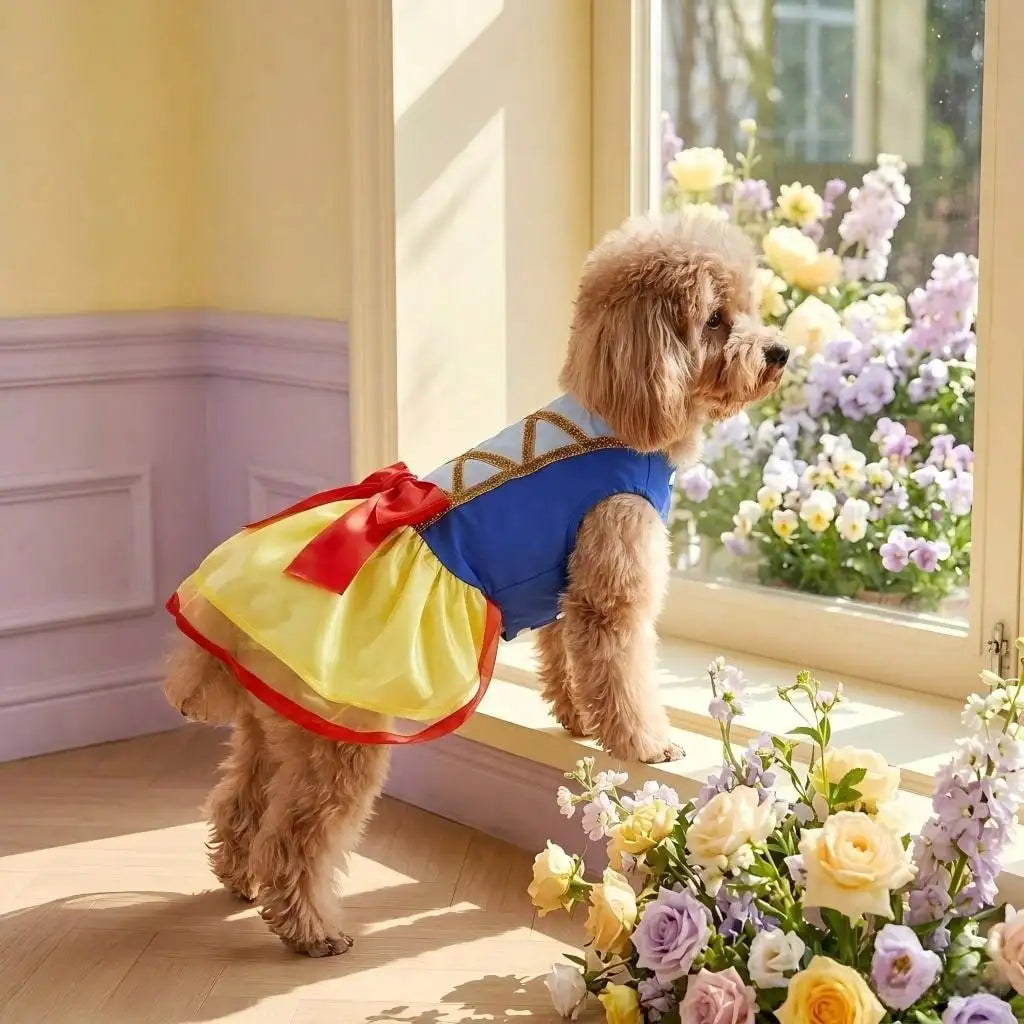 Snow Dog Costume - Christmas Princess Puppy Dress, Snow Pet Apparel for Party Christmas Halloween Special Events Costume