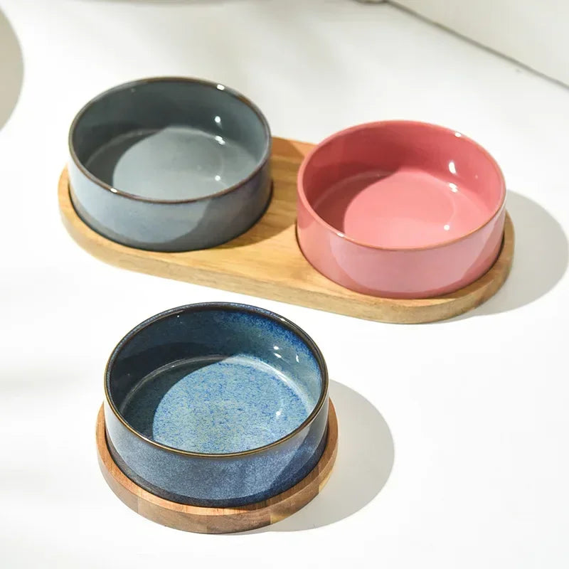 Cat Bowl Cat Food Bowl Ceramic Pet Food Water Feeder Small and Medium-sized Dogs Protection Spine Protection Rollover Prevention Oz Pet Hub