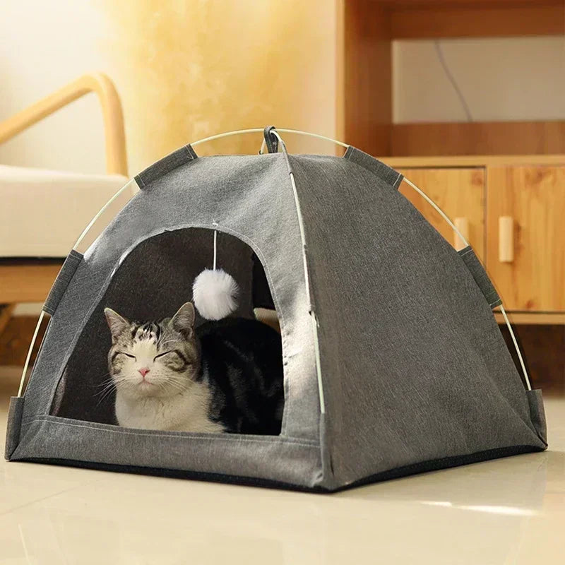 Pet Tent Bed Removable Cat Sofa Basket Canvas Semi-enclosed Cat House Dog Cave Hut Cat Sleeping Bed for Room Decor Pet Supplies Oz Pet Hub