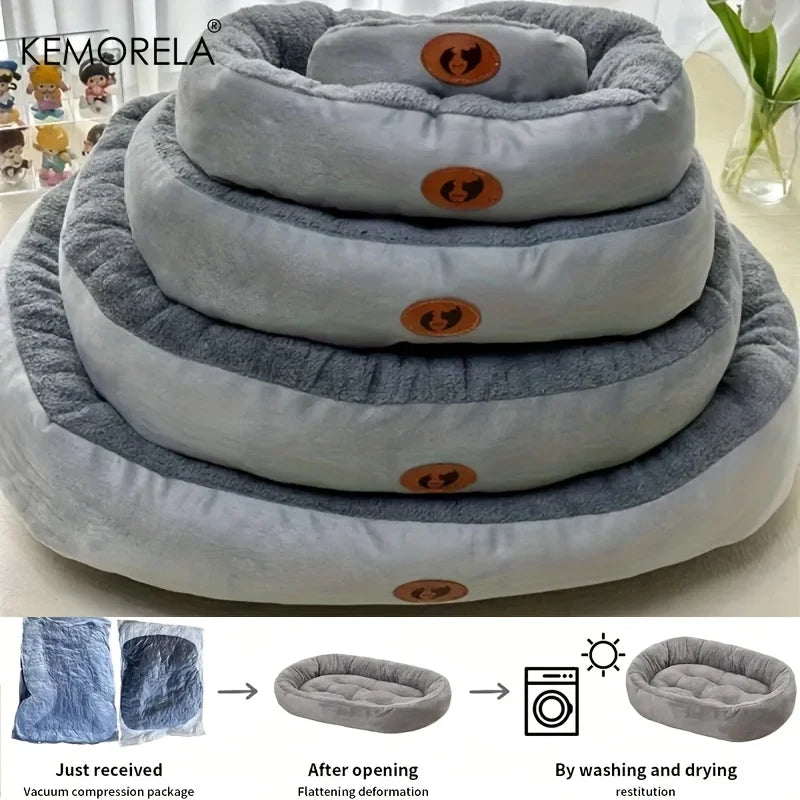 Cozy Oval Snuggle Pet Bed, Plush & Thickened Cat Bed Warm and Secure Bed for Cats and Small Medium Dogs, All Seasons Oz Pet Hub