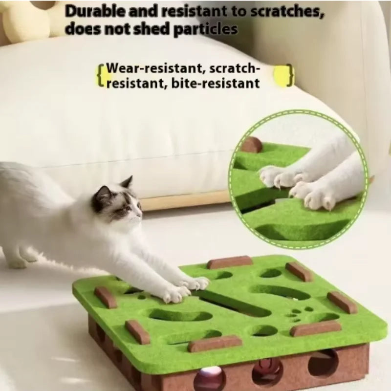 Pet Cat Puzzle Maze Holes Toys Felt Box With Bell Ball Kitten Playing Toys Interactive Funny  Cat Supplies Oz Pet Hub