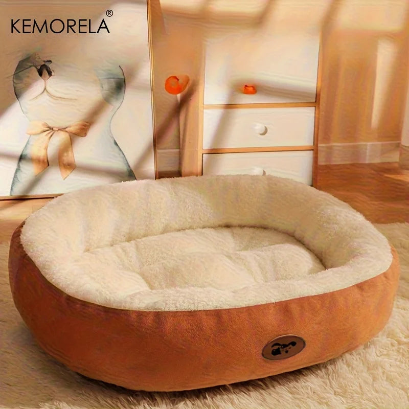 Cozy Oval Snuggle Pet Bed, Plush & Thickened Cat Bed Warm and Secure Bed for Cats and Small Medium Dogs, All Seasons Oz Pet Hub