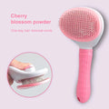 Pink cherry blossom powder pet grooming brush with one-key hair removal comb for dogs and cats