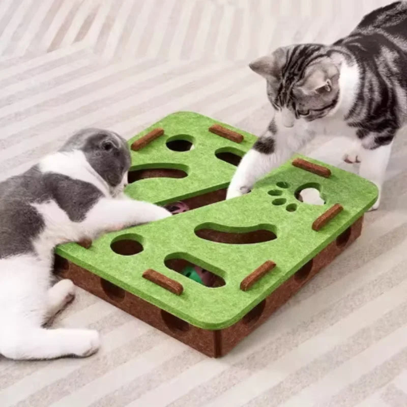 Pet Cat Puzzle Maze Holes Toys Felt Box With Bell Ball Kitten Playing Toys Interactive Funny  Cat Supplies Oz Pet Hub