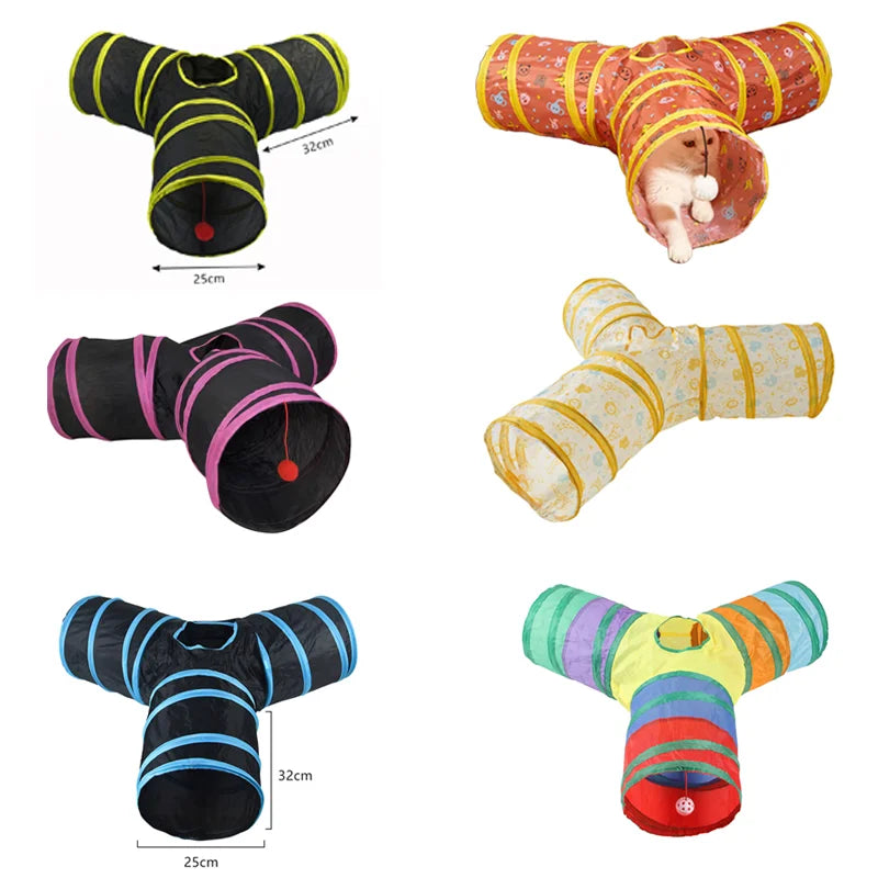Rainbow Cat Tunnel Collapsible Pet Play Tube Interactive Hide And Seek Toy For Kitten Puppy Puzzle Exercise Agility Outdoor Oz Pet Hub