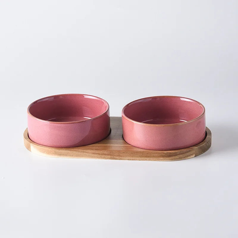Cat Bowl Cat Food Bowl Ceramic Pet Food Water Feeder Small and Medium-sized Dogs Protection Spine Protection Rollover Prevention Oz Pet Hub