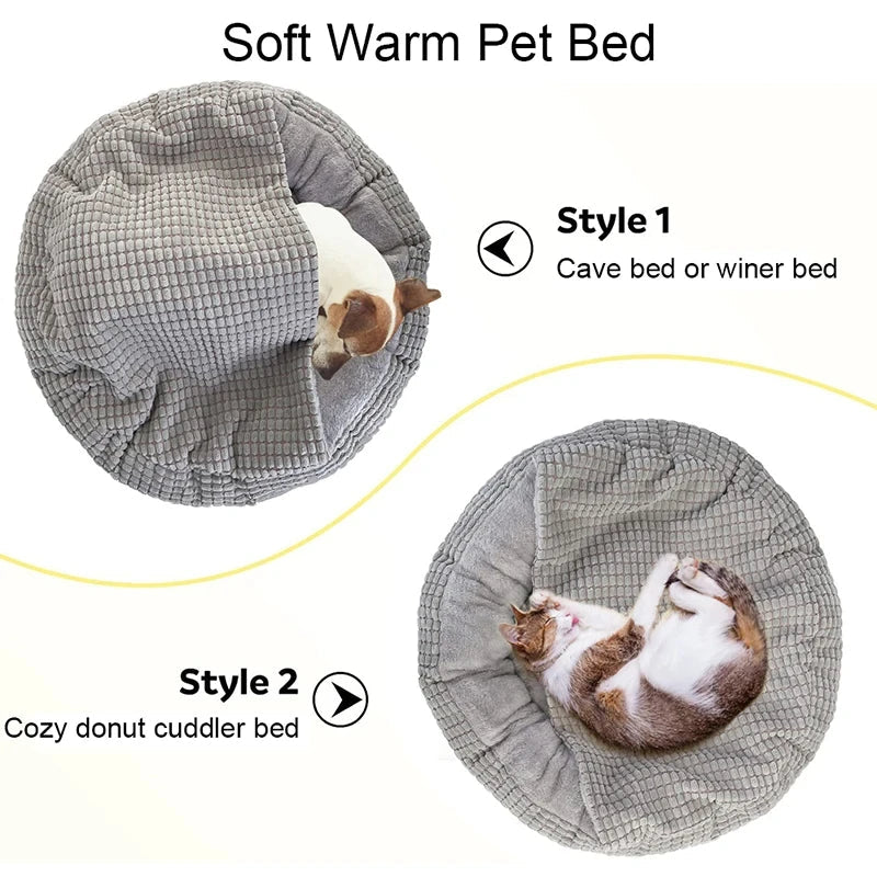 Round Pet Bed For Dog Cat Puppy House Warm Mat Winter Blankets Anti-Stress Orthopedic Fluffy Cat Dog Bed, Suitable For Winter Oz Pet Hub