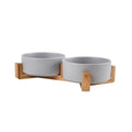 Ceramic Pet Bowl Dish With Wood Stand No Spill Pet Ceramic Double Bowl For Dog Cat Food Water Feeder Cats Small Dogs Pet bowl Oz Pet Hub
