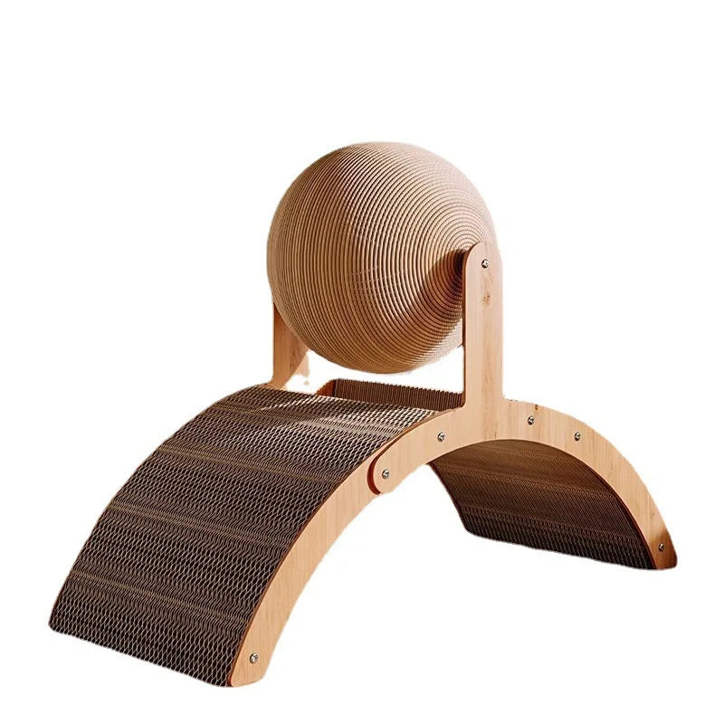 Wooden Cat Scratching Ball 2 In 1 Cat Scratcher Sisal Scratch Board Wear-Resistant Grinding Paw Toy Solid Wood Scraper for Cats Oz Pet Hub
