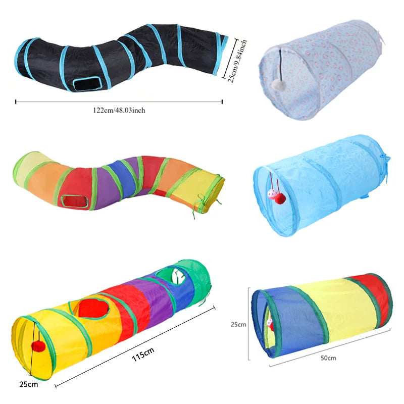 Rainbow Cat Tunnel Collapsible Pet Play Tube Interactive Hide And Seek Toy For Kitten Puppy Puzzle Exercise Agility Outdoor Oz Pet Hub