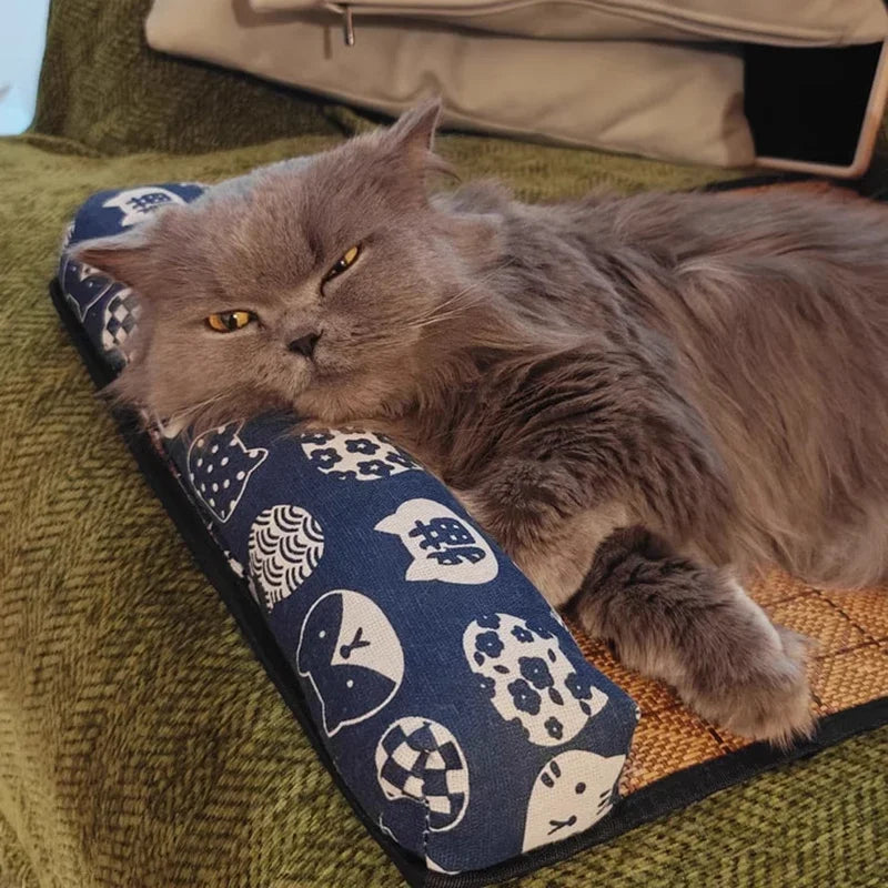 Cat Natural Cooling Mat Summer Pet Self Cooling Pad Cat Bed Mat For Dogs Indoor Rattan Weave Mat Sleeping Cat Bed Oz Pet Hub