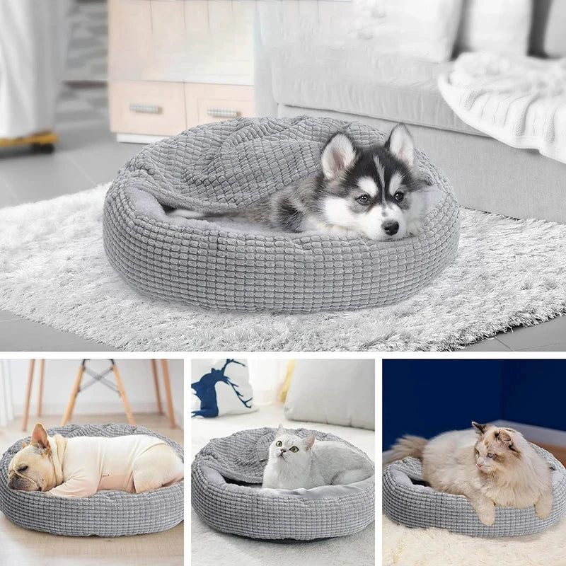 Round Pet Bed For Dog Cat Puppy House Warm Mat Winter Blankets Anti-Stress Orthopedic Fluffy Cat Dog Bed, Suitable For Winter Oz Pet Hub