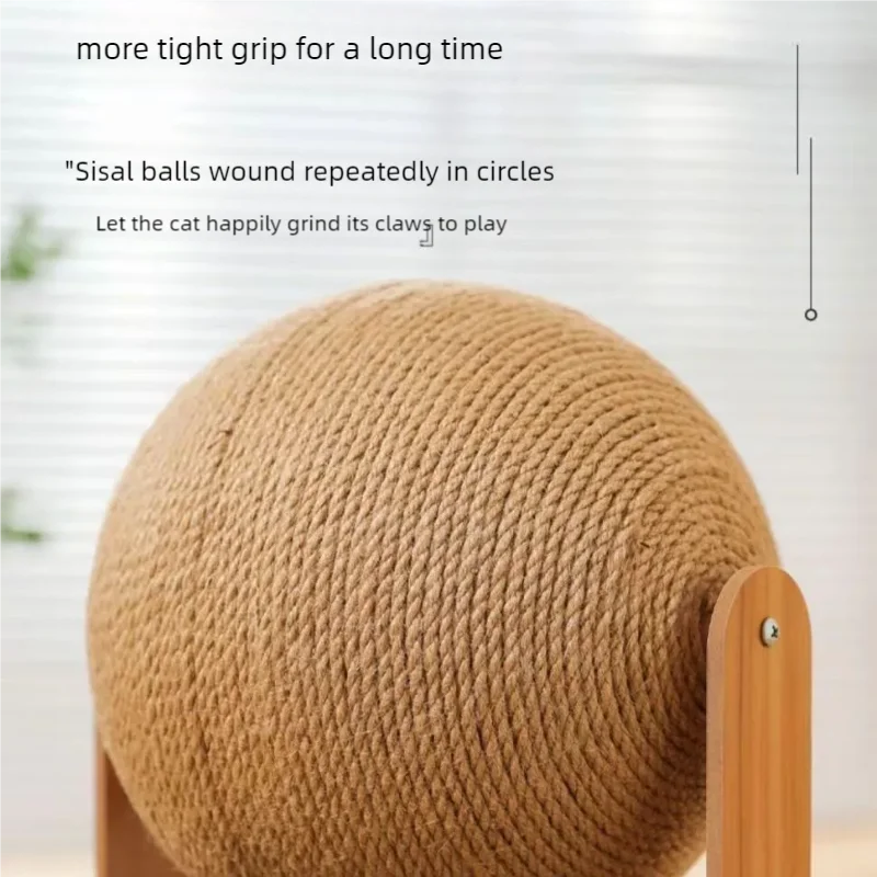 Wooden Cat Scratching Ball 2 In 1 Cat Scratcher Sisal Scratch Board Wear-Resistant Grinding Paw Toy Solid Wood Scraper for Cats Oz Pet Hub