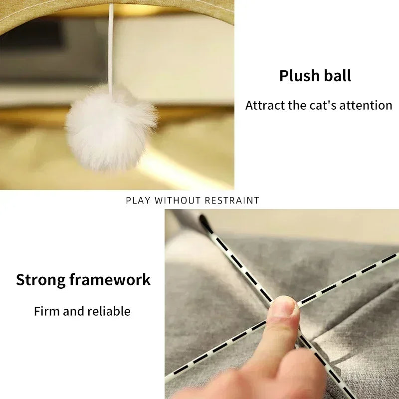 Pet Tent Bed Removable Cat Sofa Basket Canvas Semi-enclosed Cat House Dog Cave Hut Cat Sleeping Bed for Room Decor Pet Supplies Oz Pet Hub
