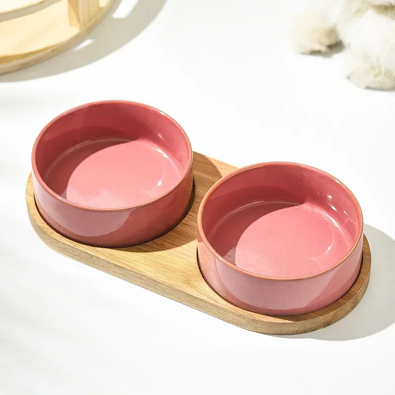 Cat Bowl Cat Food Bowl Ceramic Pet Food Water Feeder Small and Medium-sized Dogs Protection Spine Protection Rollover Prevention Oz Pet Hub