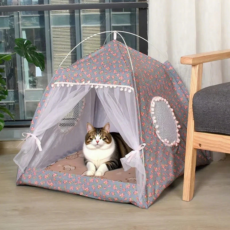 Cat Broken Flower Tent Semi Enclosed Internet Celebrity Tent Nest Universal For All Seasons Pet Supplies Summer Dog And Cat Nest Oz Pet Hub